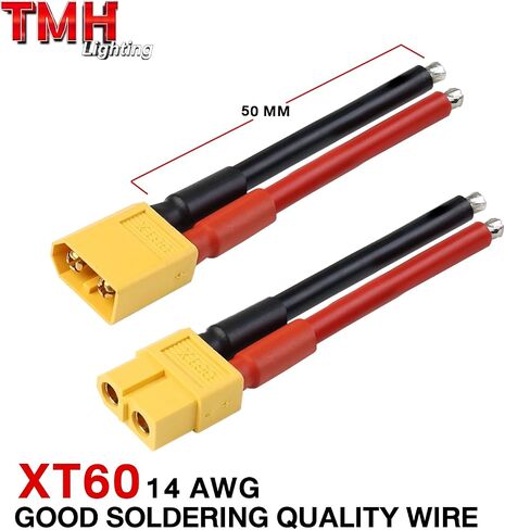 3 Pairs TMH XT60 Plug Connector Female and Male with 50mm - 14 AWG Soft Silicone Wire for RC Lipo Battery FPV Cable Drone Car Boat (3 Male+3 Female) in Kuwait