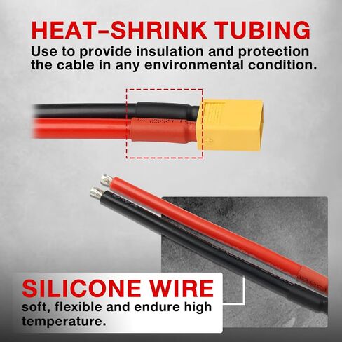 3 Pairs TMH XT60 Plug Connector Female and Male with 50mm - 14 AWG Soft Silicone Wire for RC Lipo Battery FPV Cable Drone Car Boat (3 Male+3 Female) in Kuwait