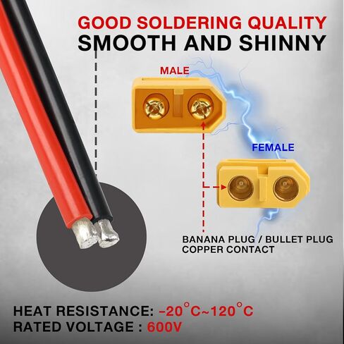 3 Pairs TMH XT60 Plug Connector Female and Male with 50mm - 14 AWG Soft Silicone Wire for RC Lipo Battery FPV Cable Drone Car Boat (3 Male+3 Female) in Kuwait