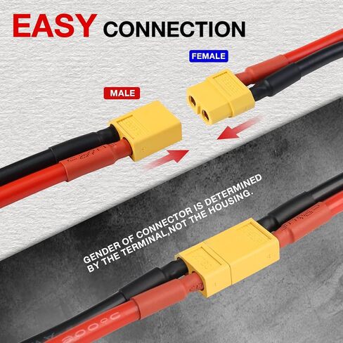 3 Pairs TMH XT60 Plug Connector Female and Male with 50mm - 14 AWG Soft Silicone Wire for RC Lipo Battery FPV Cable Drone Car Boat (3 Male+3 Female) in Kuwait