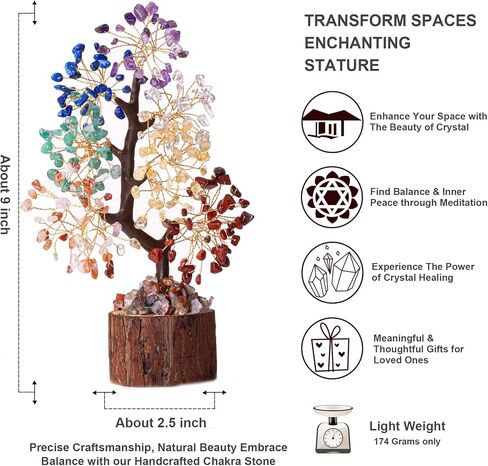 MAIBAOTA 7 Chakra Tree Crystal Tree for Positive Energy Home Office Decor Crystal Decor Crystal Tree of Life for Meditation in Kuwait