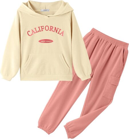 Arshiner 2 قطعة ملابس الفتيات التعادل صبغ Sweatsuits بانت مجموعة طويلة الأكمام بلوزات رياضية و Sweatpants مع جيوب in Saudi Arabia