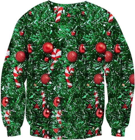 uideazone للجنسين سترة عيد الميلاد القبيحة ثلاثية الأبعاد مطبوعة مضحك Crewneck البلوز بلوزات للاحتفال حفلة عيد الميلاد in Kuwait