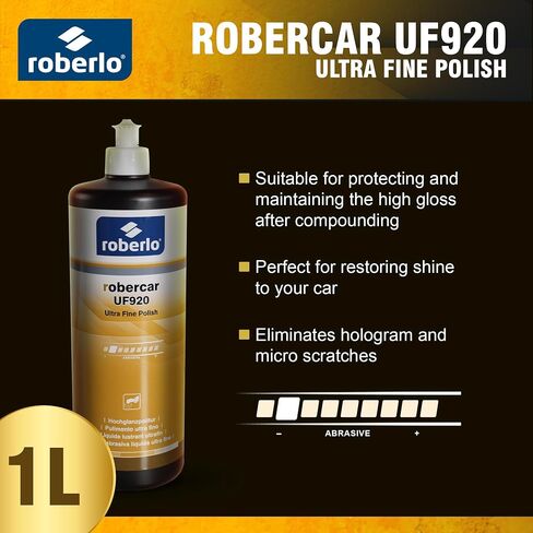 طلاء ROBERCARUF920 فائق النعومة - مركب تلميع وتقطيع وتلميع ممتاز لترميم طلاء السيارات ومجموعة تلميع - 250 مل - لمسة نهائية شديدة اللمعان in Saudi Arabia