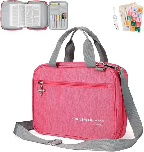 Bible Cover Case 180° Lay-Flat Design, Men Women Bible Study Carrying Case, Travel Bible Case with Multiple Pockets, Fits Standard Bibles, Magenta (75 Extra Bible Tabs) in Saudi Arabia