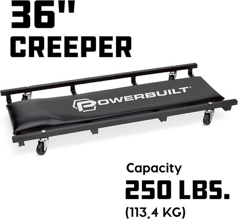 زاحف المرآب الدوار مقاس 36 بوصة من Powerbuilt، جسم فولاذي أنبوبي، رغوة مبطنة ومسند للرأس، إصلاح السيارات، سعة 250 رطل - 640940 in Kuwait