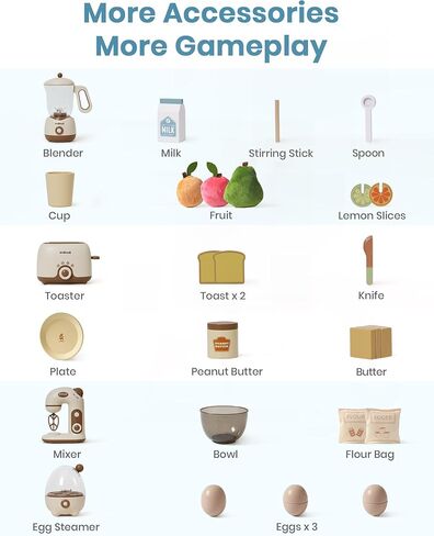 أجهزة المطبخ للعب التظاهري من ROBUD، مجموعة طعام ألعاب المطبخ للأطفال مع جهاز طهي بالبخار للبيض، وخلاط، ومحمصة، وخلاط مع أصوات واقعية، وإكسسوارات المطبخ للعب للأطفال الصغار (4 مجموعات) in Kuwait