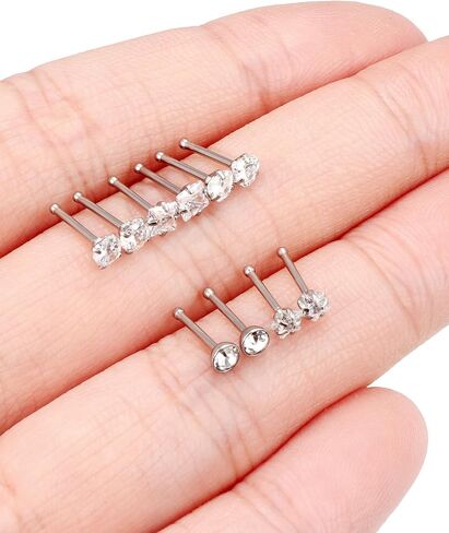 Nose Studs 20/18g Surgical Steel Straight or L Shape Nostril Piercing Jewelry for Women Men in Saudi Arabia