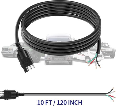 4 دبوس مقطورة الأسلاك تسخير 3FT، 18 AWG 4 طريقة شقة مقطورة الأسلاك تمديد موصل تسخير السيارة الجانب مقطورة الجانب 4 الشق مقطورة ضوء المكونات مقطورة وصلة وصلة الأسلاك تمديد in Kuwait