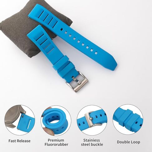 Fluororubber Watch Strap 20mm 22mm - Fluoroelastomer Watch Band Soft Breathable Durable Universal Replacement Band Strap for Men Women in Kuwait