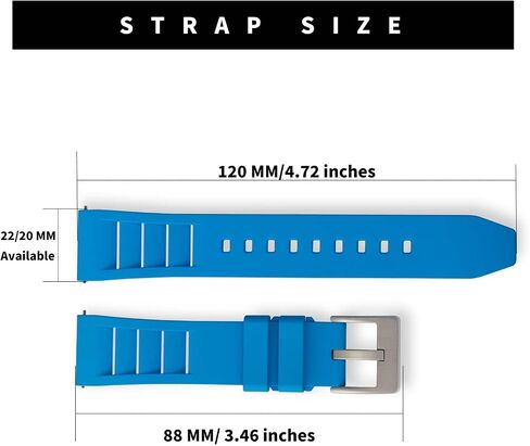 Fluororubber Watch Strap 20mm 22mm - Fluoroelastomer Watch Band Soft Breathable Durable Universal Replacement Band Strap for Men Women in Kuwait