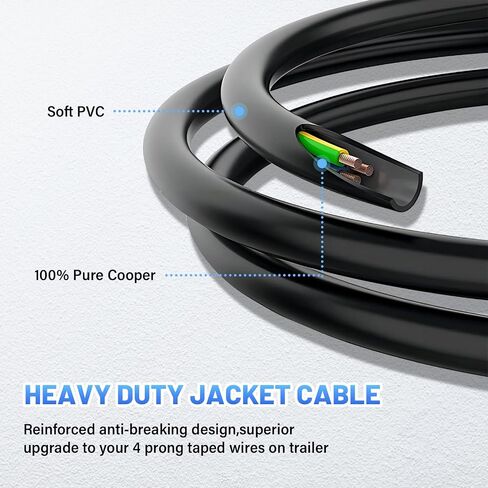 4 Pin Flat Trailer Extension Cable 48" 4FT, 18AWG 4 Way Trailer Wiring Conenctor Harness Vehicle-Side Trailer-Side 4 Prong Trailer Light Plug Trailer Hitch Wire Heavy Duty Copper Jacket Cable in Saudi Arabia