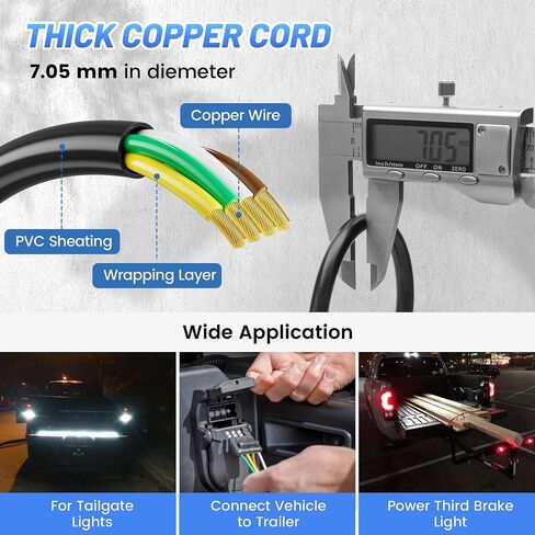 4 Pin Flat Trailer Extension Cable 48" 4FT, 18AWG 4 Way Trailer Wiring Conenctor Harness Vehicle-Side Trailer-Side 4 Prong Trailer Light Plug Trailer Hitch Wire Heavy Duty Copper Jacket Cable in Saudi Arabia