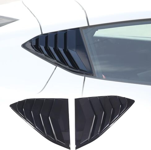 Window Louvers Air Vent Grill Trim Compatible with Chevrolet Corvette C8 Coupe 2020-2023,Rear Side Window Shutter Scoop Sun Rain Shade Cover Trim Accessories,ABS Plastic 2PCS (Piano Black) in Saudi Arabia
