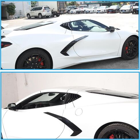Window Louvers Air Vent Grill Trim Compatible with Chevrolet Corvette C8 Coupe 2020-2023,Rear Side Window Shutter Scoop Sun Rain Shade Cover Trim Accessories,ABS Plastic 2PCS (Piano Black) in Saudi Arabia