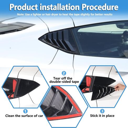 Window Louvers Air Vent Grill Trim Compatible with Chevrolet Corvette C8 Coupe 2020-2023,Rear Side Window Shutter Scoop Sun Rain Shade Cover Trim Accessories,ABS Plastic 2PCS (Piano Black) in Saudi Arabia