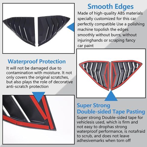 Window Louvers Air Vent Grill Trim Compatible with Chevrolet Corvette C8 Coupe 2020-2023,Rear Side Window Shutter Scoop Sun Rain Shade Cover Trim Accessories,ABS Plastic 2PCS (Piano Black) in Saudi Arabia