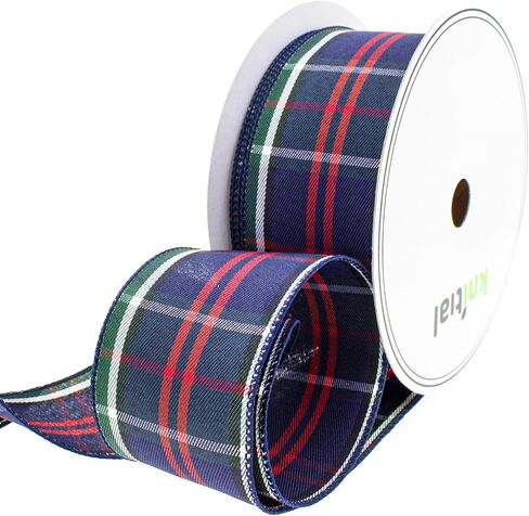 Tartan Plaid Ribbon 2-1/2" x 25 Yards Black Watch Ribbon with Wired Edges for Gift Wrapping, Crafts, and Decorations in Kuwait
