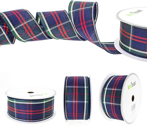 Tartan Plaid Ribbon 2-1/2" x 25 Yards Black Watch Ribbon with Wired Edges for Gift Wrapping, Crafts, and Decorations in Kuwait
