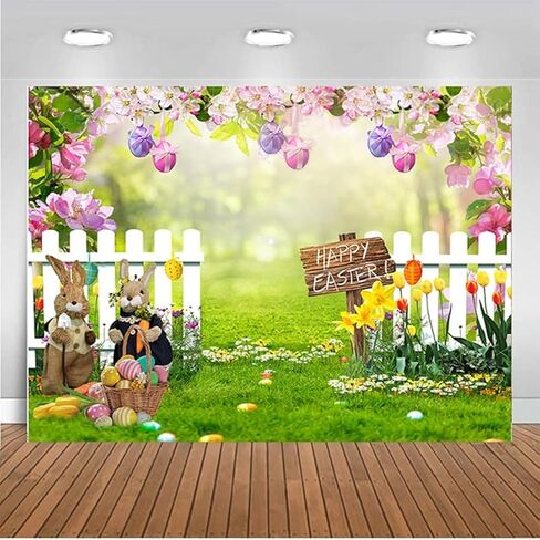 CHAIYA 7X5FT Easter Backdrop Spring Easter Photography Backdrop Easter Party Decor Banner Children Shower Birthday Party Decor Banner in Saudi Arabia