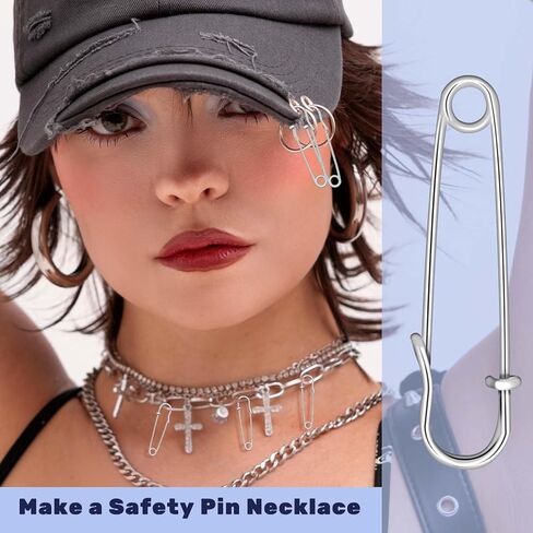 cobee 20 Pcs Large Safety Pins for Clothes, 2 Inch Heavy Duty Safety Pins for Thick Fabric, Metal Safety Pins for Crocheting Clothing Tag DIY Craft (Silver) in Kuwait