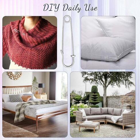 cobee 20 Pcs Large Safety Pins for Clothes, 2 Inch Heavy Duty Safety Pins for Thick Fabric, Metal Safety Pins for Crocheting Clothing Tag DIY Craft (Silver) in Kuwait