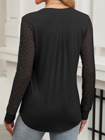 ANRABESS Women Long Sleeve Shirts V Neck Pleated Tunic Top Business Dressy Casual Blouse 2024 Fall Fashion Outfits in Saudi Arabia