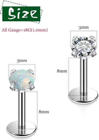 F136 Titanium Flat Back Screw on Nose Rings Earrings 20g 18g Stud for Men Women Cartilage Tragus Lip Labret Piercing Jewelry 6mm 8mm Hypoallergenic Internally Threaded in Saudi Arabia