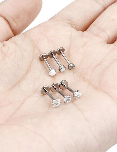 F136 Titanium Flat Back Screw on Nose Rings Earrings 20g 18g Stud for Men Women Cartilage Tragus Lip Labret Piercing Jewelry 6mm 8mm Hypoallergenic Internally Threaded in Saudi Arabia