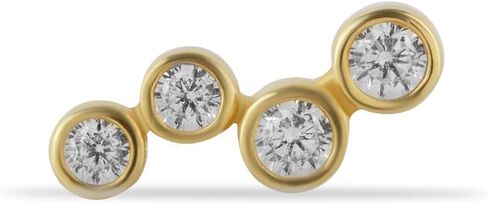 Climber Labret Cartilage Piercing Earring With Zircons - 14K Solid Yellow Gold - For Helix Tragus Lobe Conch Flat & Other Body Piercing BY KORAL JEWELRY in Saudi Arabia