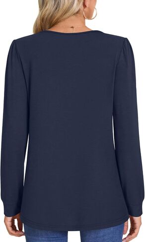 Anydoll Womens Long Sleeve Tops Fall Fashion Causal Blouse Dressy Shirts Trendy Pleated Tunic for Legging in Kuwait