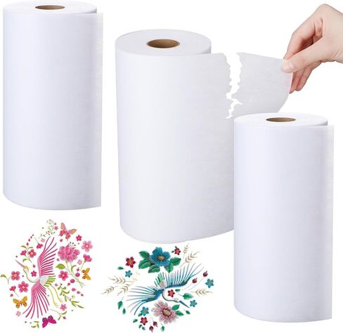 XunYee 3 Rolls Tear Away Stabilizer for Embroidery 10'' x 50 yd Embroidery Stabilizer Backing Compatible with Hoops 1.8 oz Medium Weight Cut Away Backing for Machine Embroidery and Hand Sewing in Saudi Arabia