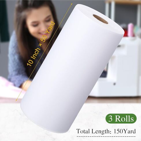 XunYee 3 Rolls Tear Away Stabilizer for Embroidery 10'' x 50 yd Embroidery Stabilizer Backing Compatible with Hoops 1.8 oz Medium Weight Cut Away Backing for Machine Embroidery and Hand Sewing in Saudi Arabia