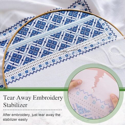XunYee 3 Rolls Tear Away Stabilizer for Embroidery 10'' x 50 yd Embroidery Stabilizer Backing Compatible with Hoops 1.8 oz Medium Weight Cut Away Backing for Machine Embroidery and Hand Sewing in Saudi Arabia