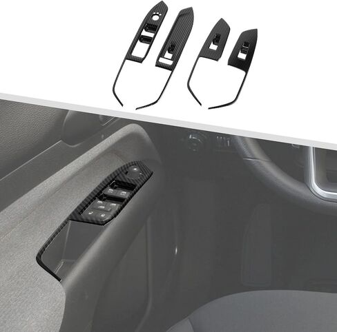 Jimen Fit for Jeep Compass 2021-2024, 4PCS Window Lift Switch Panel Cover Trim (Carbon Fiber) in Saudi Arabia
