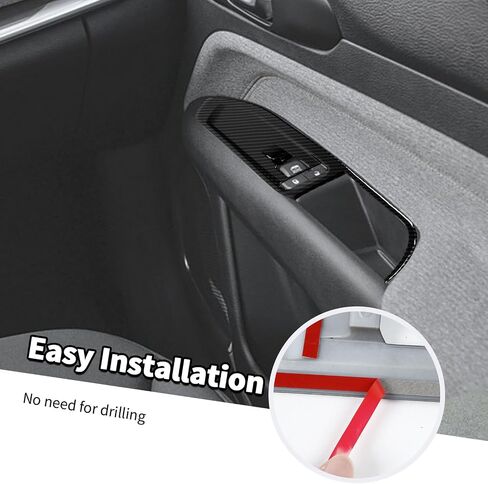 Jimen Fit for Jeep Compass 2021-2024, 4PCS Window Lift Switch Panel Cover Trim (Carbon Fiber) in Saudi Arabia