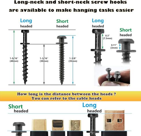 Picture Hanging Screws, Double-Headed Bear Claw Screw, 4in1 Hooks for Sawtooths, D-Rings, Wire and Keyholes (40, Black Mix Size) in Saudi Arabia