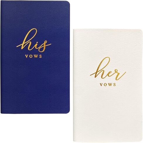 White and Navy PU Leather Vow Books, Vow Books for Wedding with 28 Pages, Vows Book His and Hers 6.5" x 4", His and Her Vows Book, Wedding Vow Books, Vow Books His and Hers, His and Hers in Saudi Arabia