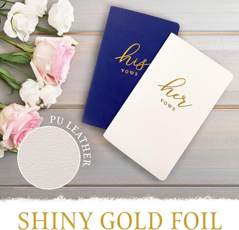 White and Navy PU Leather Vow Books, Vow Books for Wedding with 28 Pages, Vows Book His and Hers 6.5" x 4", His and Her Vows Book, Wedding Vow Books, Vow Books His and Hers, His and Hers in Saudi Arabia