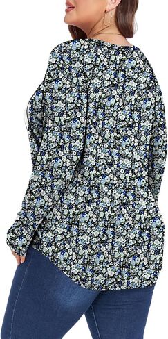 Women's Plus Size Shirts Long Sleeve Dressy Casual Tops Blouses Fashion Pleated Tunics in Saudi Arabia