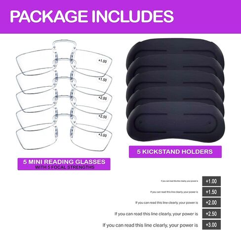 GECKO TRAVEL TECH Mini Reading Glasses - Set of 5 Focal Strengths in Kuwait