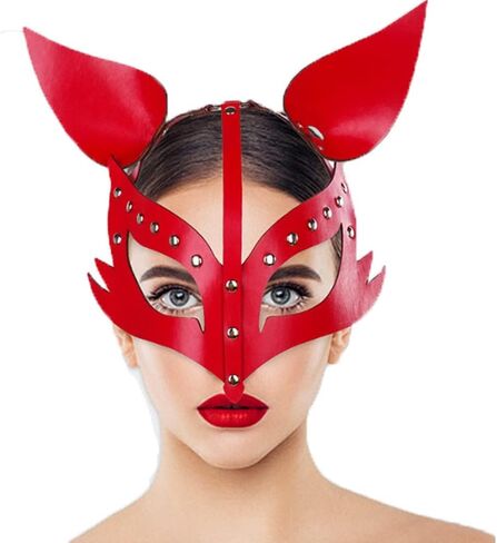 Woman Sexy Leather Cat Bunny Fox Half Face Masks,Masquerade Party Mask for Cosplay Halloween Party Costume Props in Saudi Arabia