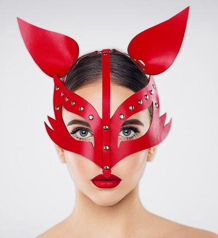 Woman Sexy Leather Cat Bunny Fox Half Face Masks,Masquerade Party Mask for Cosplay Halloween Party Costume Props in Saudi Arabia