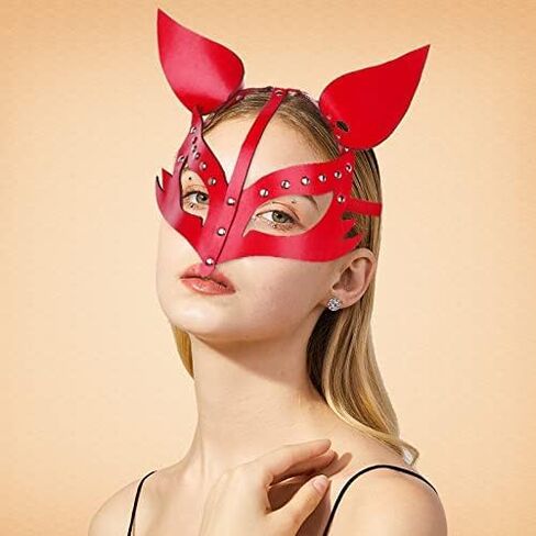 Woman Sexy Leather Cat Bunny Fox Half Face Masks,Masquerade Party Mask for Cosplay Halloween Party Costume Props in Saudi Arabia