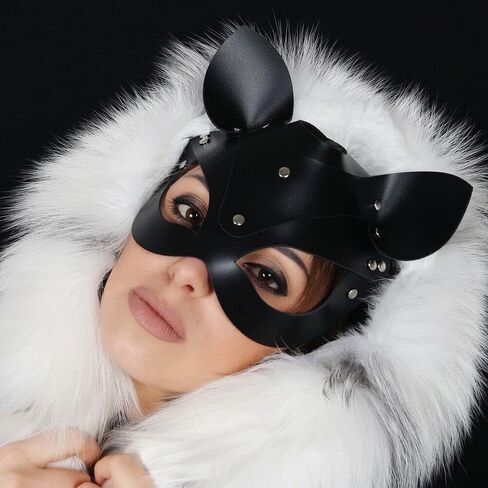 Woman Sexy Leather Cat Bunny Fox Half Face Masks,Masquerade Party Mask for Cosplay Halloween Party Costume Props in Saudi Arabia