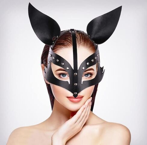 Woman Sexy Leather Cat Bunny Fox Half Face Masks,Masquerade Party Mask for Cosplay Halloween Party Costume Props in Saudi Arabia