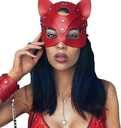 Woman Sexy Leather Cat Bunny Fox Half Face Masks,Masquerade Party Mask for Cosplay Halloween Party Costume Props in Saudi Arabia