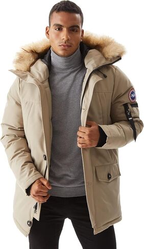 PUREMSX Winter Jackets for Men, Insulated Thick Warm Padded Puffer Coat with Fur Hood in Saudi Arabia
