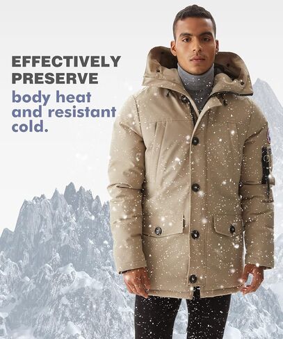 PUREMSX Winter Jackets for Men, Insulated Thick Warm Padded Puffer Coat with Fur Hood in Saudi Arabia