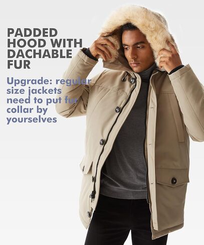 PUREMSX Winter Jackets for Men, Insulated Thick Warm Padded Puffer Coat with Fur Hood in Saudi Arabia